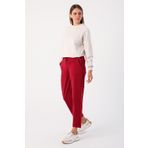Allday 23OB77023AL0 Koyu Bordo Duble Paça Lastikli Rahat Örme Kadın Pantolon