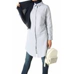 Allday 51141 Lacivert Gizli Patlı Ekose Gömlek Tunik
