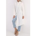 Allday 51268 Ekru Gizli Patlı Ekoseli Gömlek Tunik