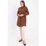 Allday BDX51007K Kahve Basic Gizli Patlı Gömlek Tunik