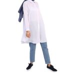 Allday Beyaz Basic Kloş Gömlek Tunik