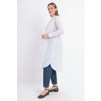 ALLDAY Beyaz-Mavi-Pamuklu Çizgili Poplin Gömlek Tunik