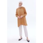 ALLDAY Camel-Büyük Beden Reglan Kol Gömlek Tunik