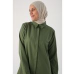 Allday Haki Basic Gizli Patlı Gömlek Tunik