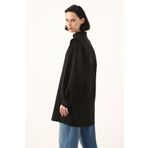 Allday Omuz Pile Detaylı Balon Kol Siyah Tunik