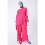 ALLDAY Pembe Asimetrik Kesim Tunikli Bol Paça Pantolonlu Salaş Takım