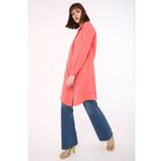 Allday Pembe Gizli Patlı Pamuklu Gömlek Tunik