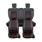 ALLDAYSM Aldysm Seat Leon Uyumlu Lüx Deri Oto Koltuk Kılıfı Ön Arka Takım Kemer Serisi Siyah Kırmızı - Siyah - Kırmızı