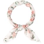 Allegra K Kadın Şifon Eşarplar - 65 cm X 25.6 cm - Çiçek Baskı Kare Fular Boyun Atkısı Atkısı, Beyaz Kırmızı Çiçekli, 65x65cm/25.6x25.6 inches(LxW)