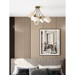 Allegra Modern Eskitme Metal Beyaz Kumaş Şapkalı 5'li Avize | Modern Salon Aydınlatması - Eskitme Krem
