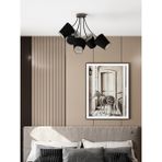 Allegra Modern Siyah Metal Siyah Kumaş Şapkalı 5'li Avize | Modern Salon Aydınlatması