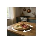 ALLEGRI Bambu Yuvarlak 360° Dönen Lüx Pizza & Peynir Sunum Tahtası – Kalın Malzeme 33x33x3.1 cm