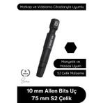 #Allen 10 mm Allen Bits Uç 7,5 cm S2 Çelik Profesyonel Alyan Tornavida Ucu Manyetik Altıgen Vida Sök