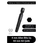 #Allen 4 Mm Allen Bits Uç 5 Cm S2 Çelik Profesyonel Alyan Tornavida Ucu Manyetik Altıgen Vida Sökme Takma Matkap Şarjlı