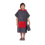 ALLEN & MATE Çocuklar Yüzme Değişen Elbise - Hızlı Kuru% 100 Terry Pamuk Plaj Panço Havlu Hood & Pocket ile Erkek ve Kız, karakalem / kırmızı, 10-13 Years