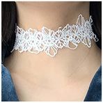 Allereya Gerdanlık kolye, gotik dantelli, beyaz, içi boş dantel, dövme kolye, kısa ayarlanabilir, çiçek dantel kolye, Boho köprücük kemiği zinciri, kolye takı, kadınlar ve kızlar için (beyaz)