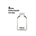 ALLEZA HOME 4 Adet Plastik Kapaklı Flakon Cam Şişe Oda Kokusu Şişesi Çok Amaçlı 4x100 ML