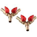 AllGIFT Küresel Vana Adaptörü 2 adet Pirinç Yüksek Kalite 3 Yollu Y Şekilli Vana Dayanıklı 3/8 "Hortum Barb Kapat Küresel Vana Yakıt Gaz Su Yağı