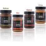 Allgreen Fıstık Ezmesi 4'lü Paketi (Kahvali- Balli- Chia- Kakao) | Koruyucu Içermez, Şekersiz, Doğal - 1,3 kg
