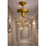 Allians 15 cm Kristal Taşlı Eskitme Gold Kasalı Şık Avize - Seçenek 1 - Altın