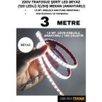 Allians 220V Trafosuz Şerit LED Beyaz Renk, 120 Led, Anahtarlı, Tak Çalıştır, 3 Metre - Ahşap - Beyaz