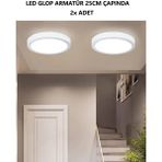Allians 2'li LED Glop Armatür Seti, Ev, Banyo, Koridor ve Oda Aydınlatması - Seçenek 1 - Ahşap - Beyaz
