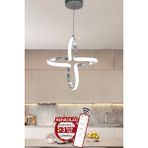 Allians 3 Renk Işıklı Modern Sarkıt LED Avize, Krom Kasa, Şık ve Şık Tasarım - Seçenek 1 - Ahşap - Bej