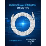 Allians 30 Metre Uydu Anten Kablosu, F Konnektör, 64 Tel, Yüksek Kaliteli Görüntü - Altın - Gri