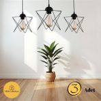 Allians 3'lü Siyah Metal Avize Seti, Salon, Mutfak, Banyo, Yatak Odası ve Çocuk Odası Için - Seçenek 1 - Ahşap