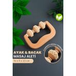 Allians Doğal Ahşap Ayak Masaj Aleti, 3 Tekerlekli Bacak ve Gua Sha Etkisi - Cappuccino