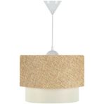 Allians Kumbeji Renkli Ikili Salon Avize ve Komodin Abajur Seti - Seçenek 1 - Açık Bej
