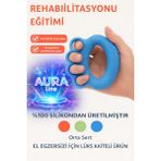 Allians Mavi Silikon El Bilek ve Parmak Güçlendirme Egzersizi Seti - Ahşap - Ceviz