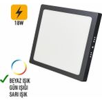 Allians Modern 18W LED Panel, Beyaz Işık, Siyah Çerçeve, Kare Format, Sıva Üstü - Seçenek 1 - Altın