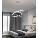 Allians Modern 2'li Halka LED Avize, Beyaz Kasa, Beyaz Işık, Şık Tasarım - Seçenek 1 - Ahşap - Beyaz