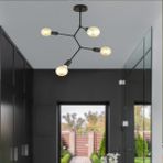 Allians Modern 4'lü Siyah Avize, Genç ve Mutfak Odası Dekoru - Seçenek 1 - Ahşap