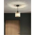 Allians Modern Kristal Taşlı Siyah Sarkıt Avize, Şık ve Şık Tasarım - Seçenek 1 - Ahşap