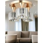 Allians Modern Kristal Taşlı Üçlü Tavana Asma Avize, Şık Oturma ve Mutfak Dekoru - Seçenek 1 - Altın