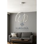 Allians Modern LED Avize, Beyaz Kasa, 3 Renk Işık Seçenekleri, Dekoratif Tasarım - Seçenek 1 - Ahşap - Beyaz
