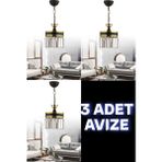 Allians Şık 3'lü Kristal Taşlı Tekli Avize Seti, Modern Tasarım, Parlak ve Zarif Işık - Seçenek 1 - Ahşap