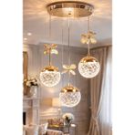 Allians Şık Gold Sarı LED Avize, Üçlü Sarkıt, Modern Salon Dekorasyonu - Seçenek 1 - Altın