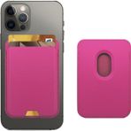 Allmi Apple iPhone 12 / 13 / 14 / 15 / 16 / 17 Pro Max Serisi ile Uyumlu Deri Cüzdan Magsafe - Pembe