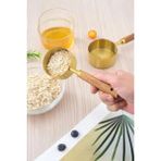 Allwin Lüks Gold Ölçü Kabı Seti - 4 Parça Ahşap Saplı Paslanmaz Çelik Ölçü Kaşıklar 60ML-80ML-125ML-250ML
