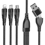 Ally 3İn1 Type-C + Usb To Lightning + Type-C + Micro Usb Şarj Ve Data Kablosu-(5775)