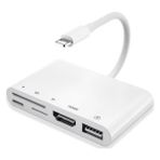 Ally 5in1 Lightning HDMI Dijital Av Adaptör+ Otg USB Hub Kamera Tf Sd OKUYUCU-(5775 - SA002G-6FUOL - Beyaz