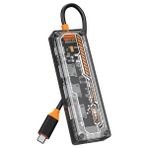 Ally 5in1 Type-C To Usb3.0 + Usb2.0 *2 + Type-C Pd 100W + HDMI Çoğaltıcı Transparan HUB-1852 - Belirtilmemiş
