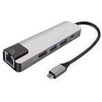 ALLY 5İN1 USB 3.1 Type C To HDMI 2xusb 3.0 RJ45 Ethernet Dönüştürücü Adaptör GRİ