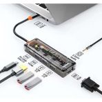 Ally 6in1 Type-C To Usb3.0 + Usb2.0 + Type-C Pd 100W + HDMI + VGA + 3.5mm Çoğaltıc Transparanı