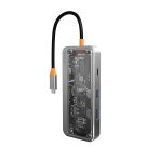 Ally 8in1 Type-C To Usb3.0 + Usb2.0 + Type-C + Pd + HDMI + Sd + Tf + Ethernet Çoğaltıcı Transparan H-(5775)