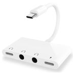 Ally Andriod USB Type C 4in1 Otg Ses Adaptörü Çift Dc 3.5mm JACK-(5775) - FEİ1920-1287 - Beyaz