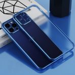 Ally Apple Apple iPhone 11 Pro Max 6.5inç Renkli Kenar Şeffaf Kılıf Kamera Korumalı Kılıf - Mavi